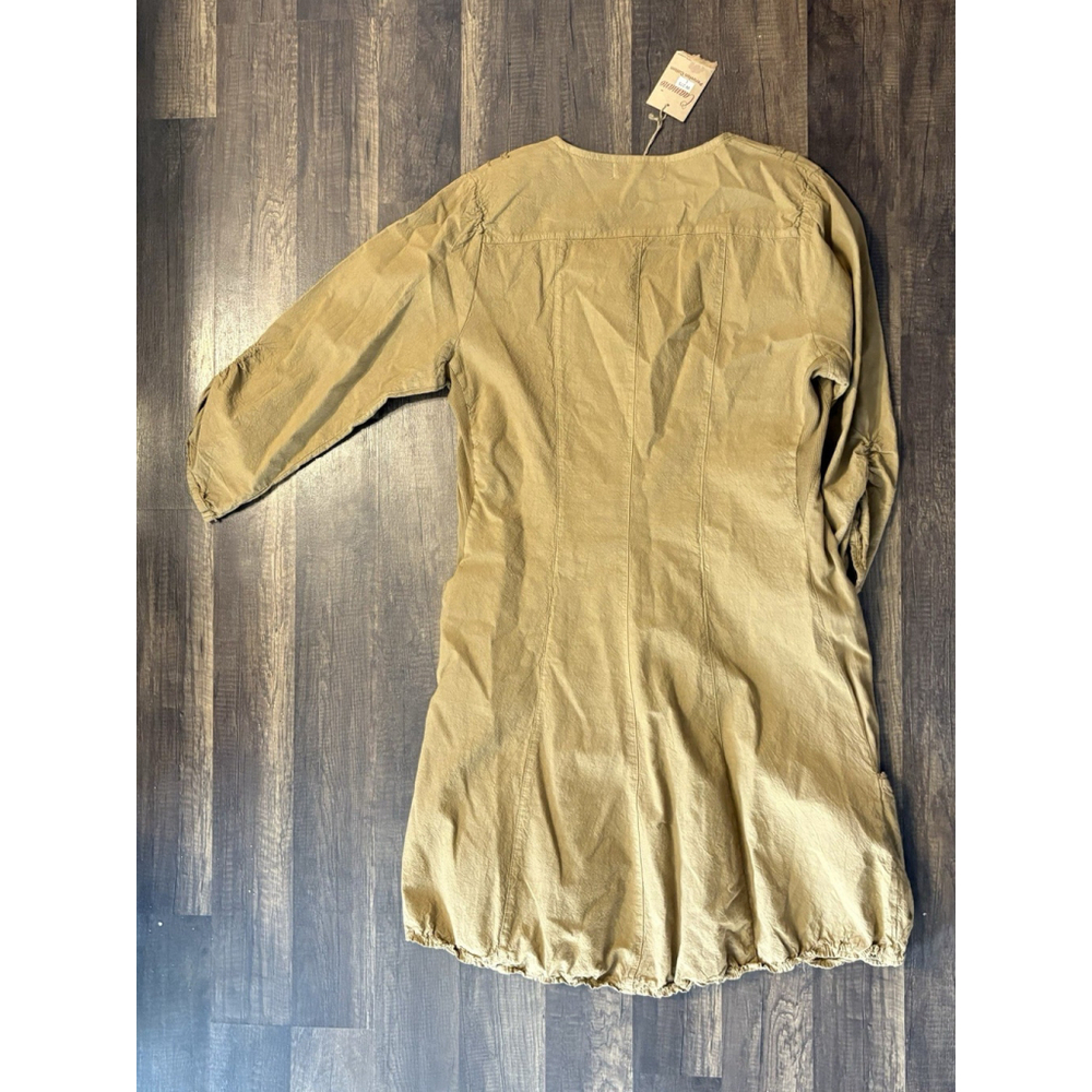 Caamano Peruvian Cotton Dress Size Large Brown Bridgett Dress Cinch Hem Natural - Picture 7 of 7